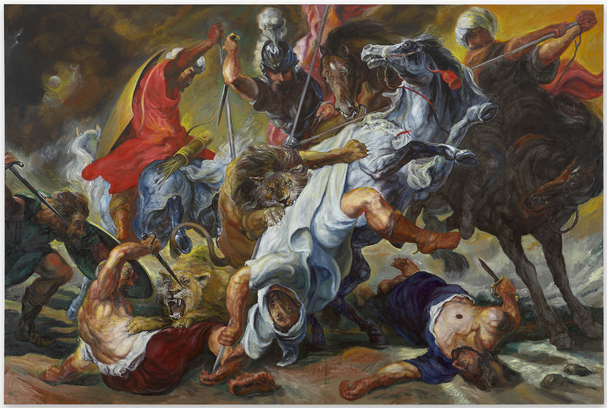Fré Ilgen, Fré Ilgen, “No Quarter”, Oil on canvas, H200 x L300 cm, 2018